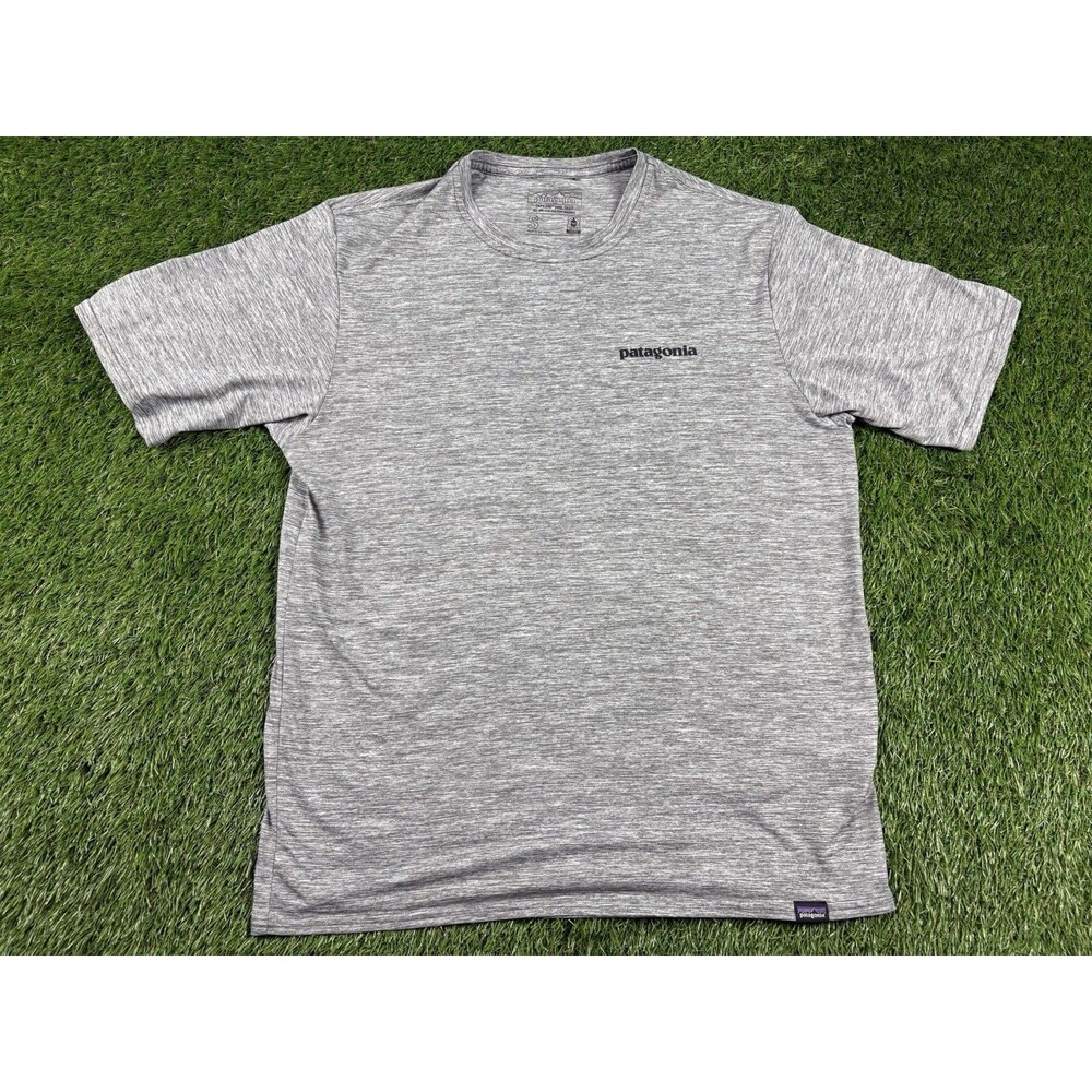 Patagonia Shirt Mens Small Gray Short Sleeve Capilene Cool Daily Graphic UPF50+